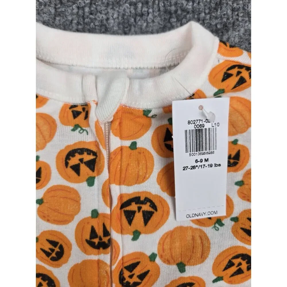 NWT Old Navy Hallowen Pumpkin Print Sleeper Baby Girl Boy 3/6m #989